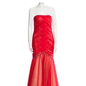 Strapless Long Red Dress